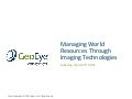 Geospatial World Forum - Managing World Resources with Imagery Technology