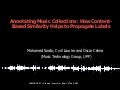 Annotating Music Collections: How Content-Based Similarity Helps to Propagate Tags