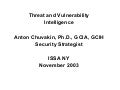 Anton Chuvakin on Threat and Vulnerability Intelligence