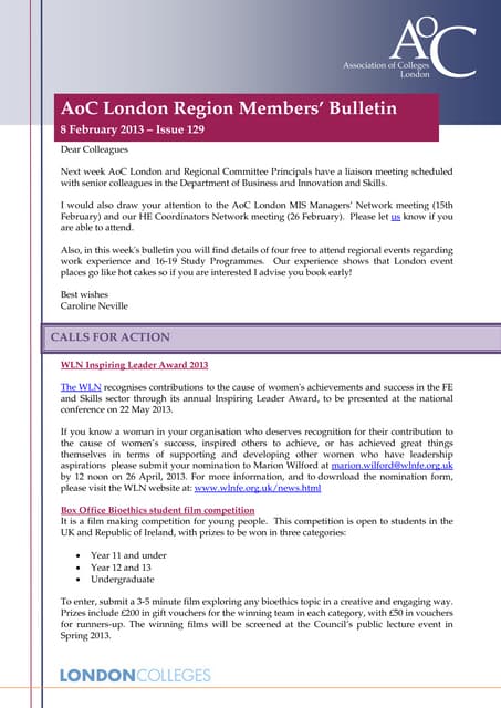 AoC London Region Members 129 Bulletin 130208