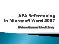 APA Referencing In Microsoft Word 2007