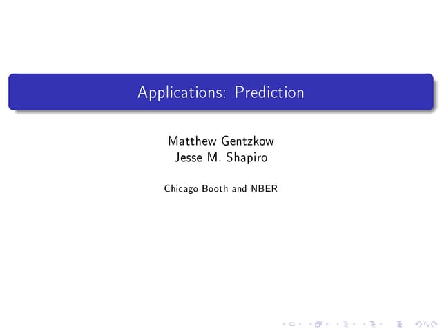 Applications: Prediction