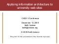 Applying information architecture to university web sites
