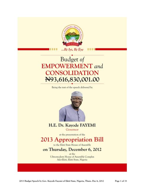 2013 Budget Speech