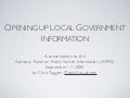 Opening up local government data: APPSI Presentation