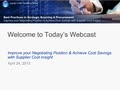 Improve your Negotiating Position & Achieve Cost Savings with Supplier Cost Insight improve contract negotiations
