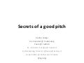Secrets of a good Pitch