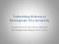 Embedding Mahara at Birmingham City University
