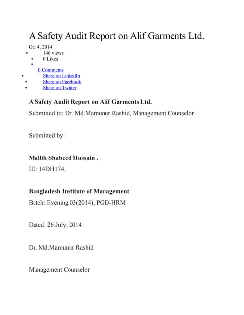 Racking Safety Audit Report CSCL
