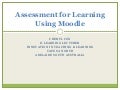 Assessment for Learning Using Moodle