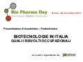 Biotecnologie in Italia: Quali i risvolti occupazionali.