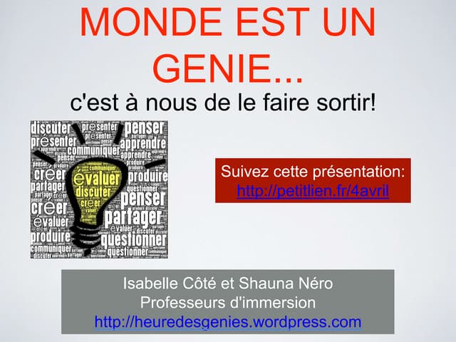 Heure des génies pour vos cours en français 