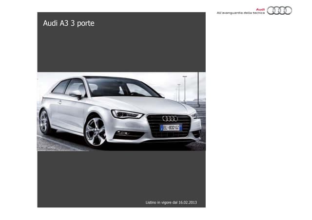 Audi a3 listino prezzi e dettagli
