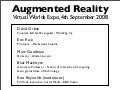 Augmented Reality Panel at VWE08