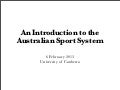Australian Sports System: An Introduction