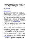 Autism spectrum therapies   good news for moms of children with autism spectrum disorders