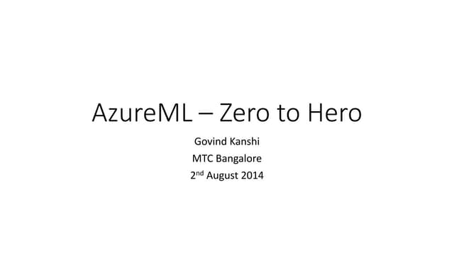AzureML – zero to hero