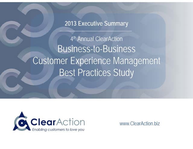 B2B Customer Experience Management Best Practice Study