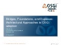 Balconies, Patios, Terraces, and Bridges. Architectural approaches for moving legacy Java applications to OSGi - Tim Bond