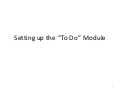 Setting up the To Do Module