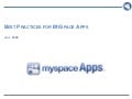 Best Practices For My Space Apps