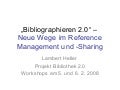 Bibliographieren 2.0 - Workshop für BibliothekarInnen an der FU Berlin