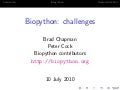 Biopython at BOSC 2010