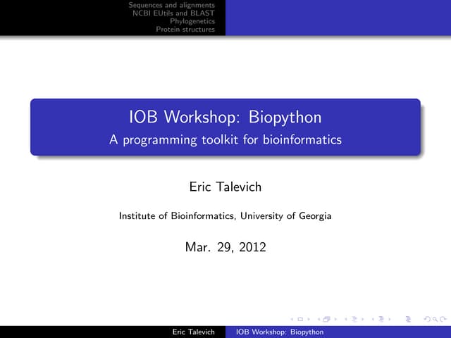 Biopython programming workshop at UGA