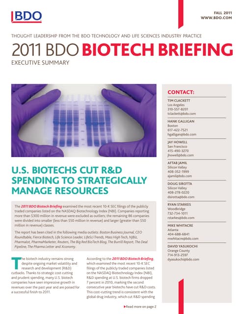 BDO 2011 Biotech Briefing