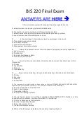 BIS 220 BIS/220 Final EXAM MCQ`s Correct Answers 100%