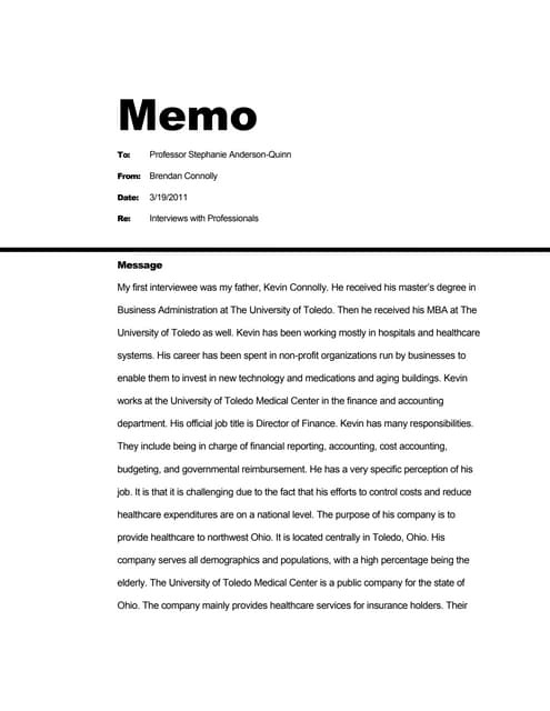memo essay example