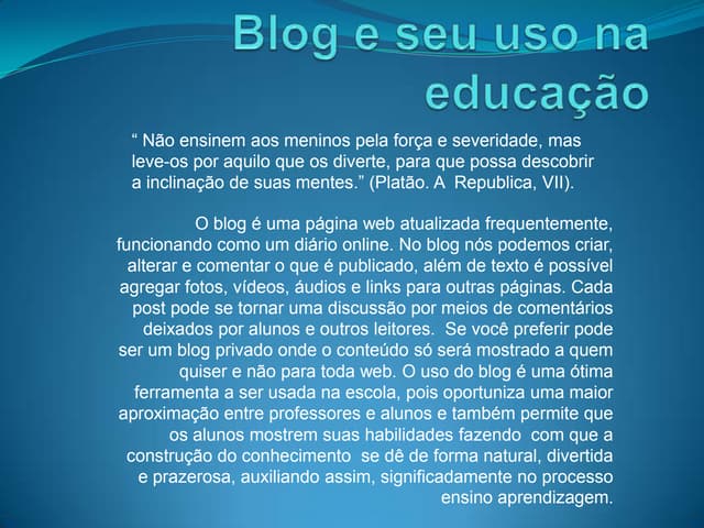 Blog e seu uso na educação