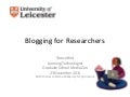 Blogging for Researchers