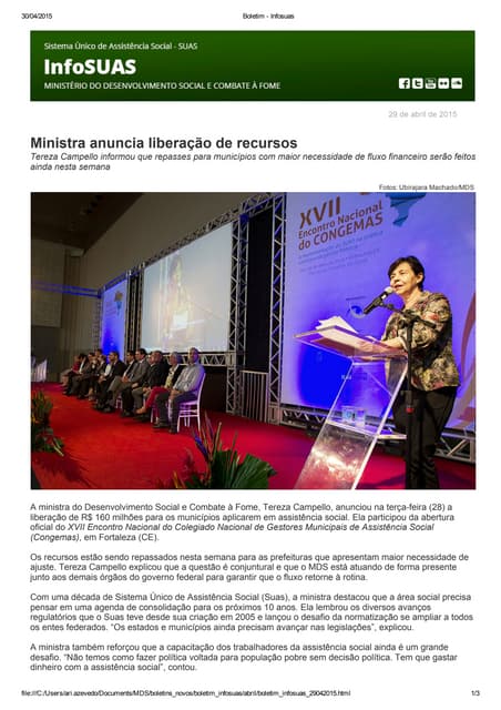 Boletim InfoSUAS 29.04