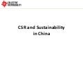 Business Response to CSR/ Sustainability in China