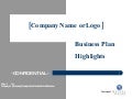 Business Plan Highlights Template