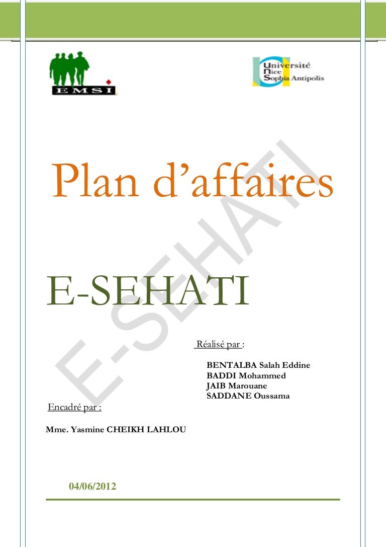 Business plan page de garde word 03 picture