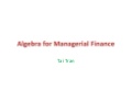Algebra for Managerial Finance