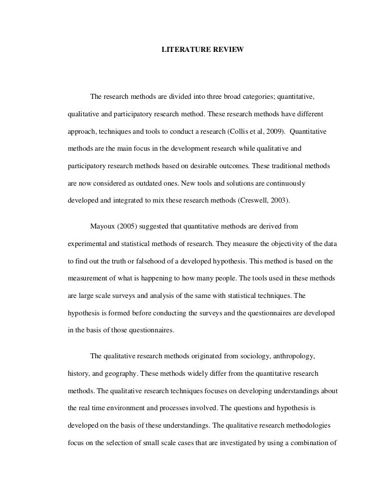 Literature review layout