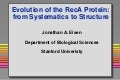Evolution of the RecA Protein: from Systematics to Structure 1995 talk for CALPEG
