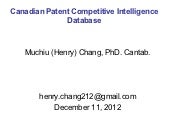 The Archived Canadian Patent Competitive Intelligence (2012/12/11)