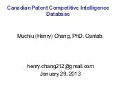The Archived Canadian Patent Competitive Intelligence (2013/1/29)