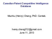 The Archived Canadian Patent Competitive Intelligence (2013/6/11)