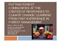 Putting forest communities at the center of responses to climate change: learning from past experience in forest management
