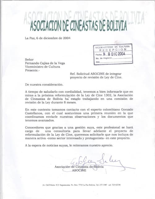 Carta asocine a culturas