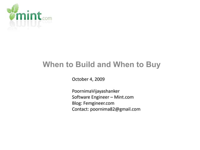 When to Build and When to Buy