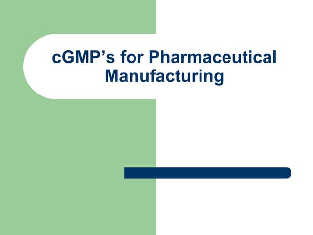 Basics Of FDA GMP Training