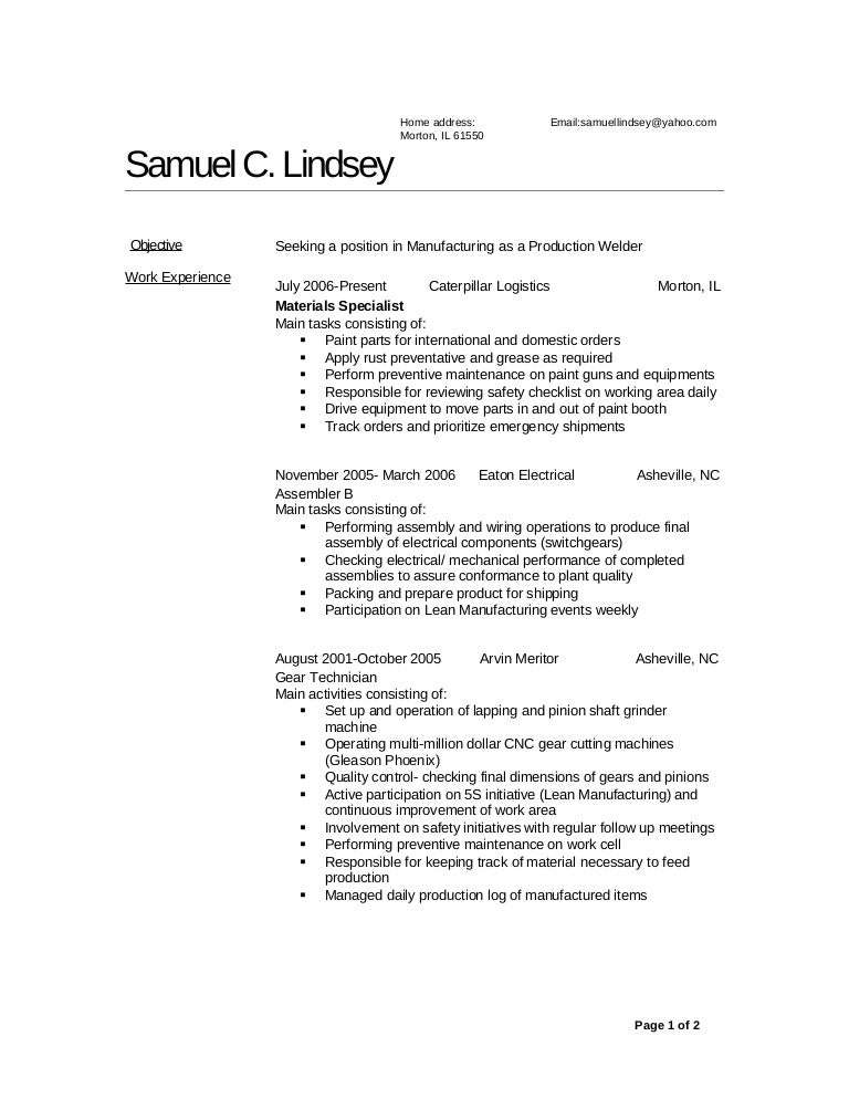 Forklift driver resume experience