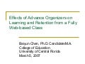 Effects of Advance Organizers on Learning and Retention from a Fully Web-based Class
