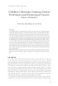 Childrens Electronic Gaming Content Preferences And Psychosocial Factors